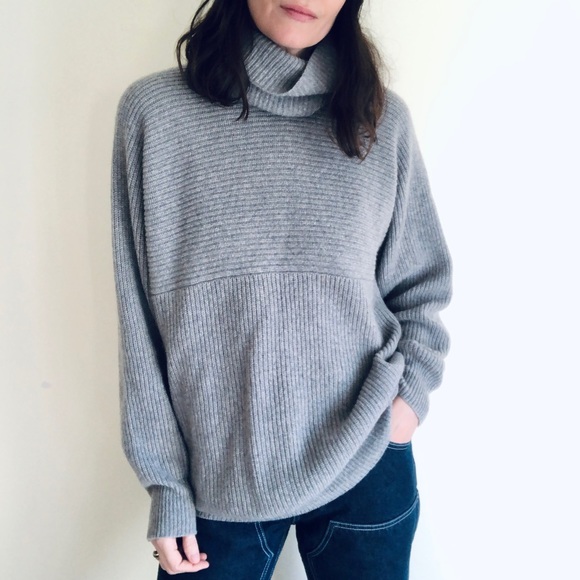 United By Blue Sweaters - Oversized gray cashmere turtleneck sweater